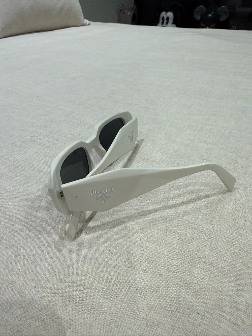 Prada White Chunky Rectangular Sunglasses